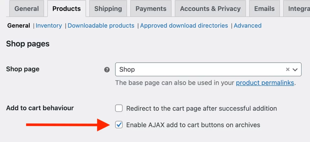 WooCommerce default ajax settings